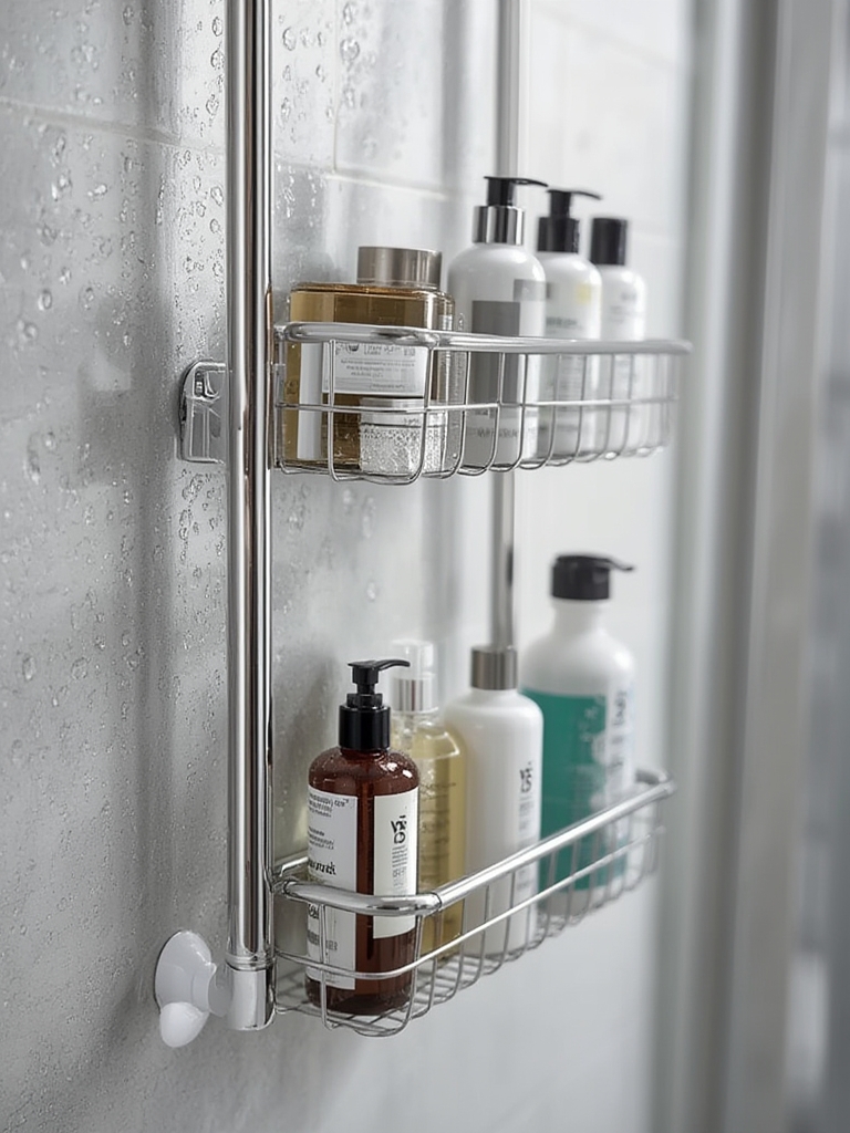 shower caddy in action